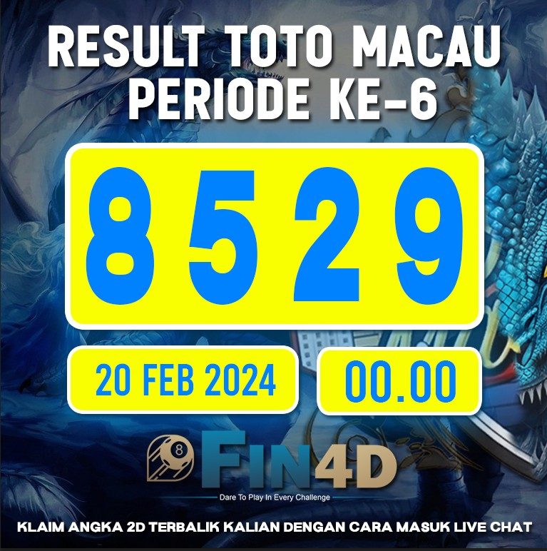 TOTO MACAU 4D PERIODE 5 TANGGAL : 22 FEBRUARI 2024 SAH DI ANGKA 0 9 3 7