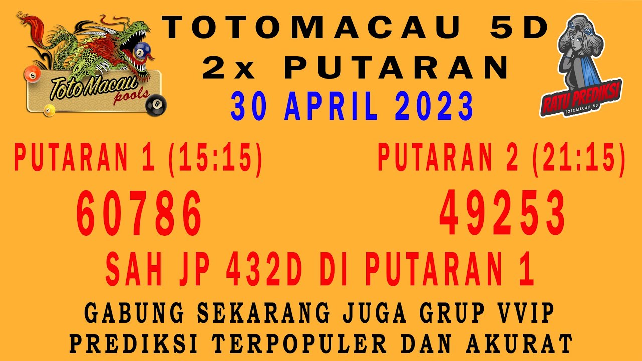 ANGKA TOTOMACAU 5D|PREDIKSI JTU TOTO MACAU 5D HARI INI 30 APRIL 2023